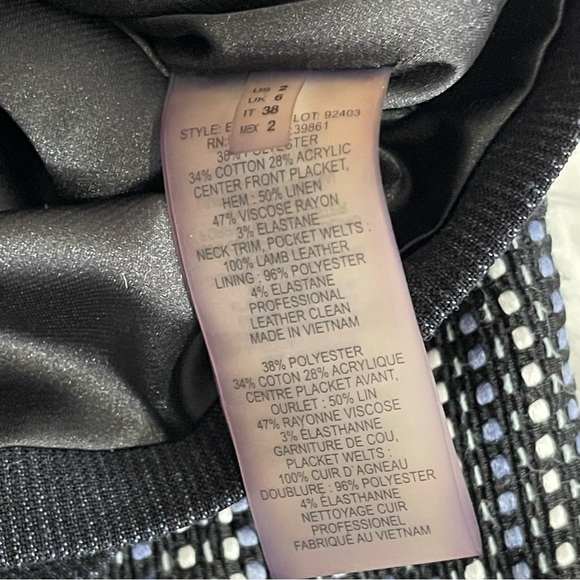 Ellie TAHARI Jacket Women’s Sz 2 Flull Zip Blue and White - Picture 5 of 5